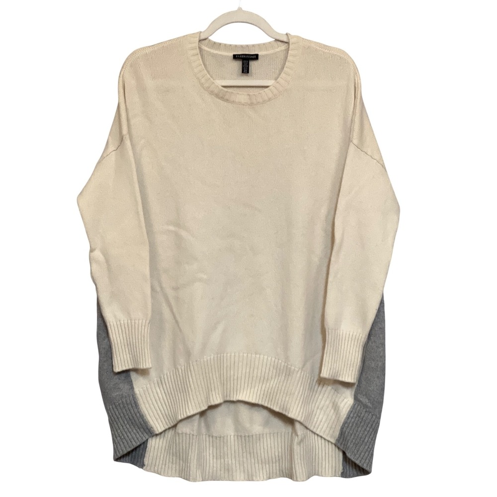 Eileen Fisher Sweater Tunic‎ Oversized Two Tone Knitwear Cozy S/M